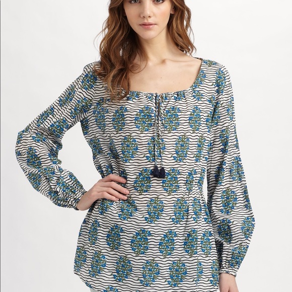 Tory Burch Tops - Tory Burch Evelina Cotton Blouse in Green